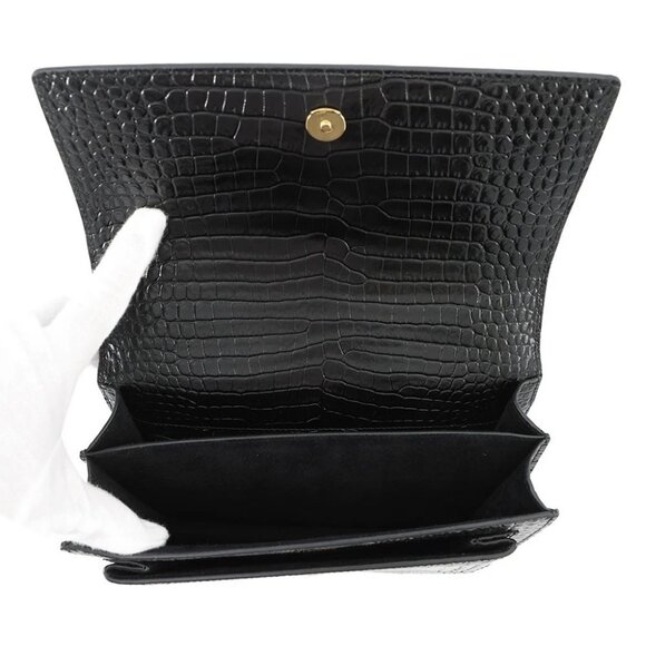 SAINT LAURENT PARIS Sunset ChainShoulder Bag Croco embossed leather Black 442906 - Picture 7 of 15